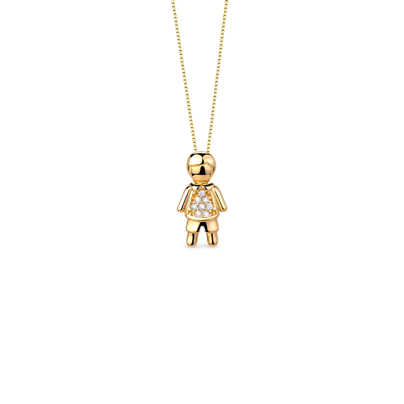 Pingente Menino em Ouro Amarelo 18k com Diamantes, 14mm — imagem 1