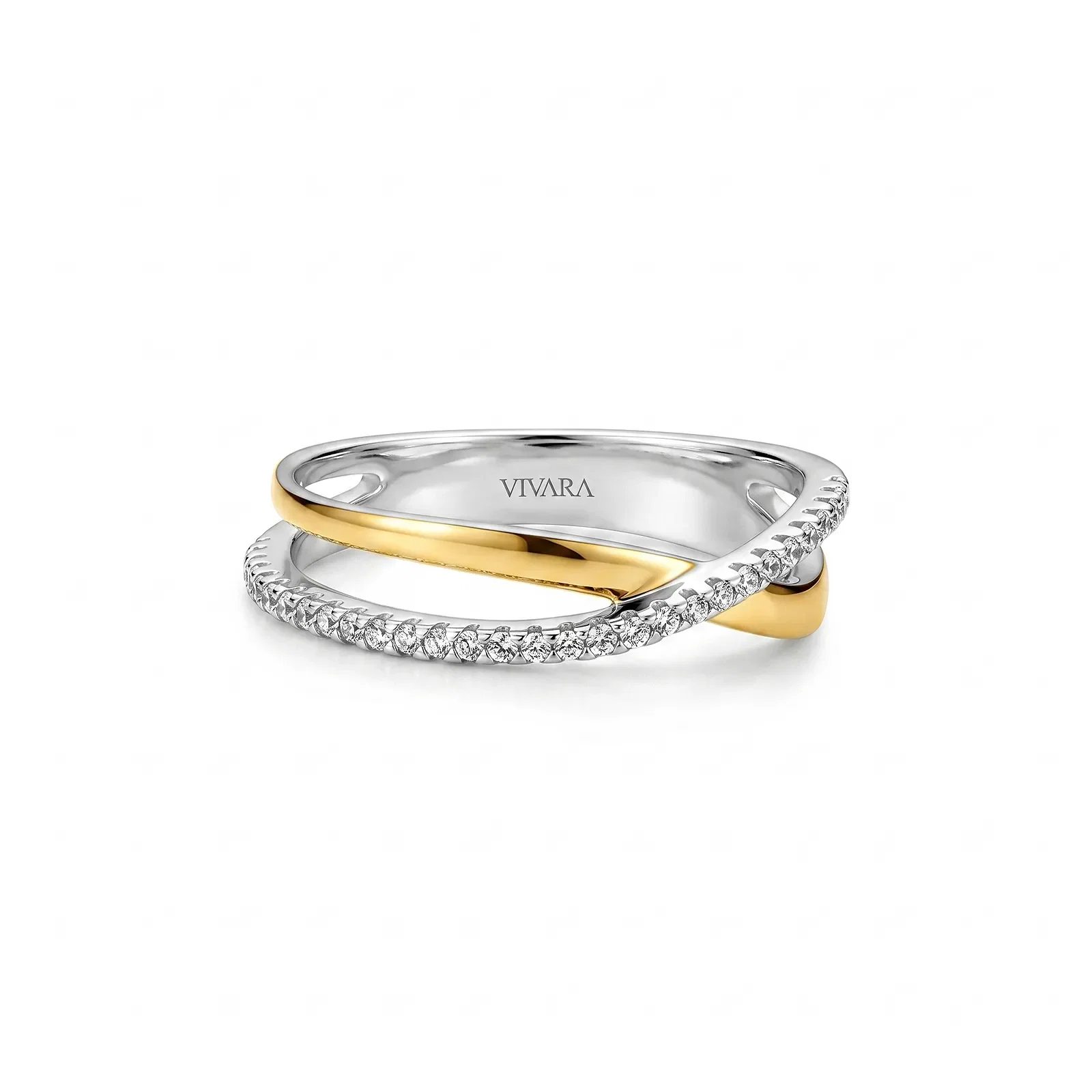 Anel Bali em Prata 925 e Ouro Amarelo 18k com Topázios Incolores
