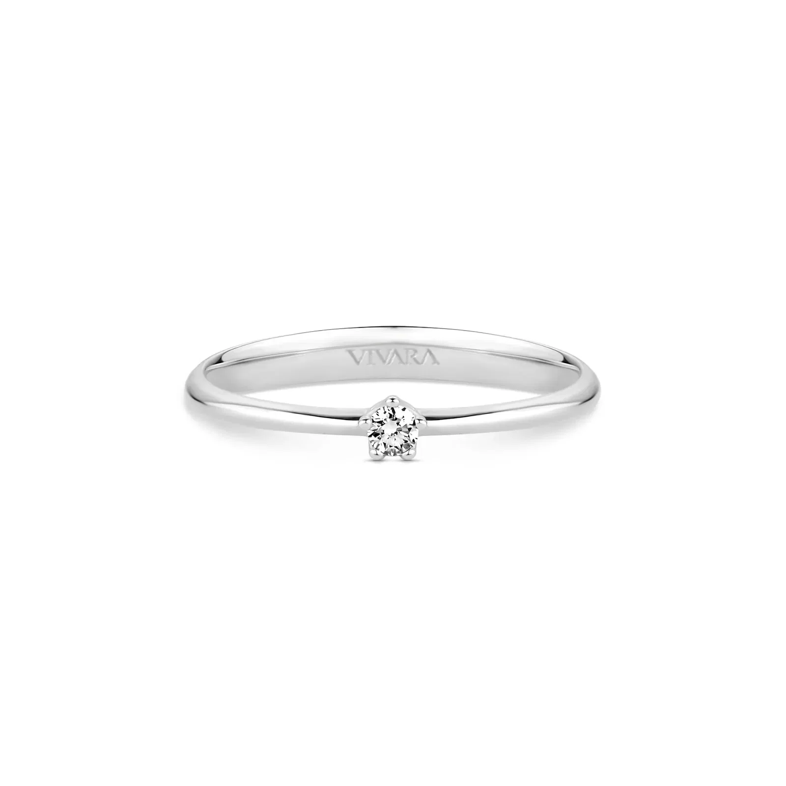 Anel Solitário Cielo em Ouro Branco 18k com 0,05ct de Diamante de Laboratório