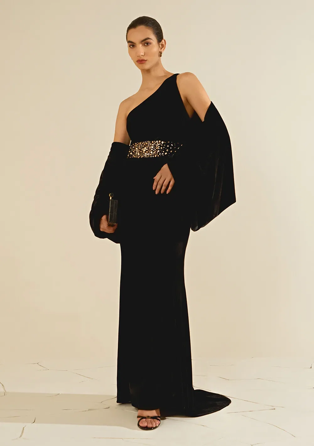 Vestido Um Ombro Só Hematita Preto