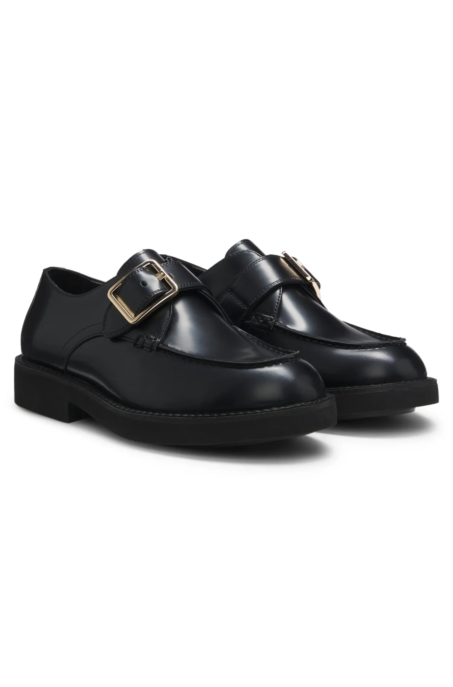 Sapatos Em Couro Com Alça Com Fivela
