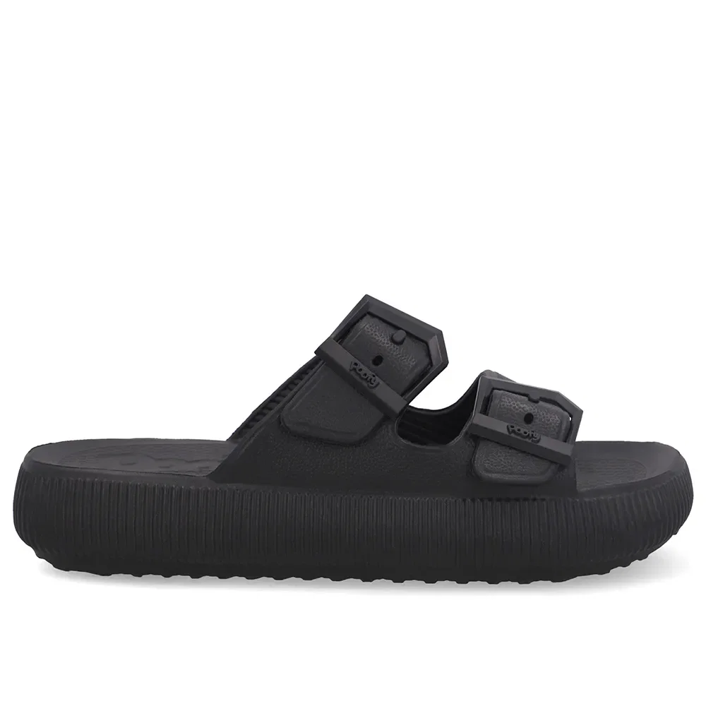 Slide Plataforma Poofy Preto Eva Fivela