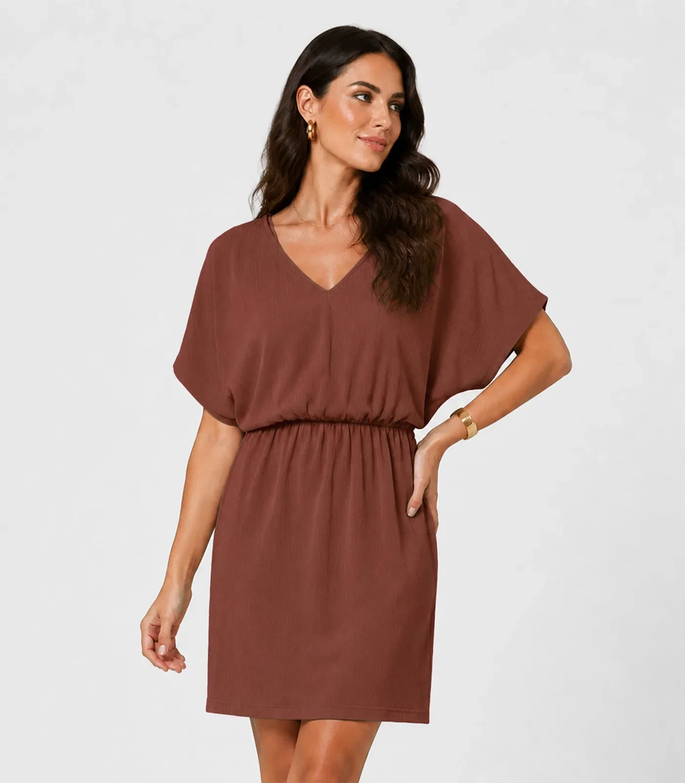Vestido Feminino Com Decote Em V Infinita Cor Marrom