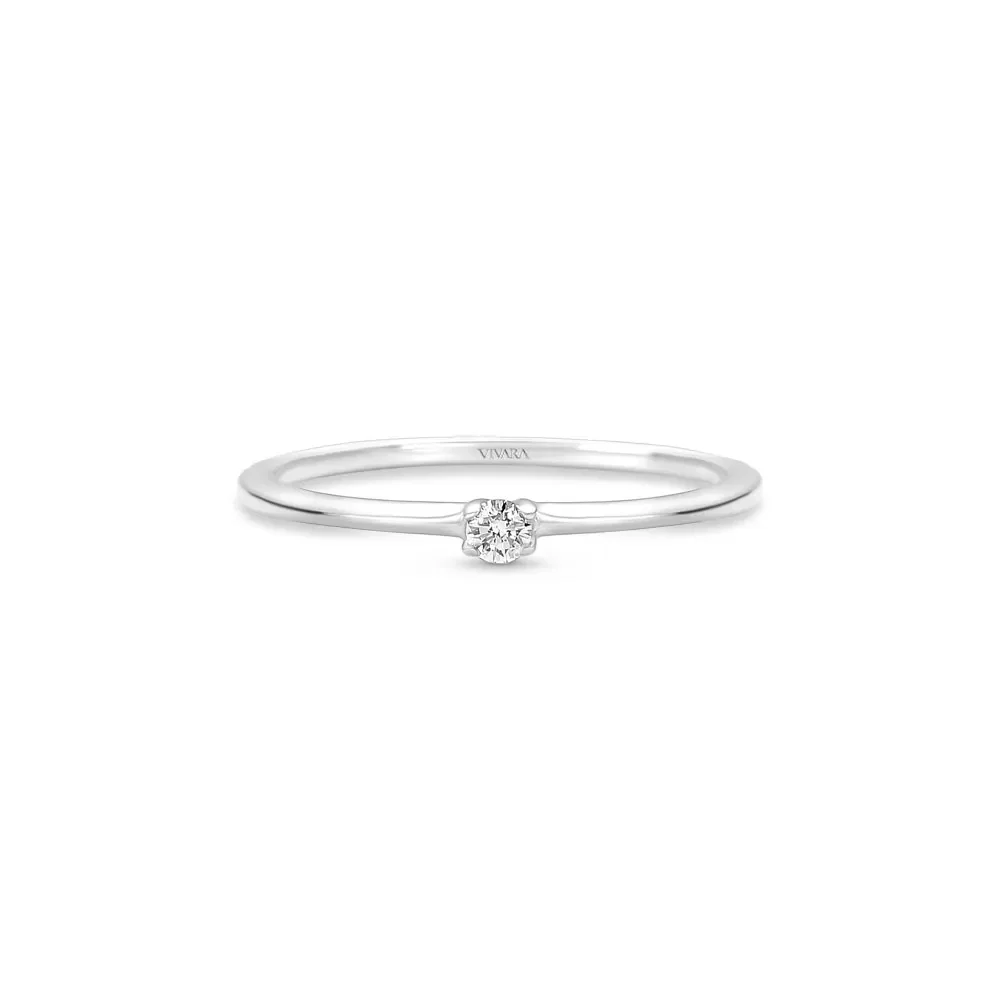 Anel Solitário Classic em Ouro Branco 18k com 0,05ct de Diamante — imagem 1
