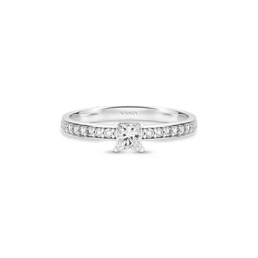 Anel Solitário Princess em Ouro Branco 18k com 0,46ct de Diamante — imagem 1