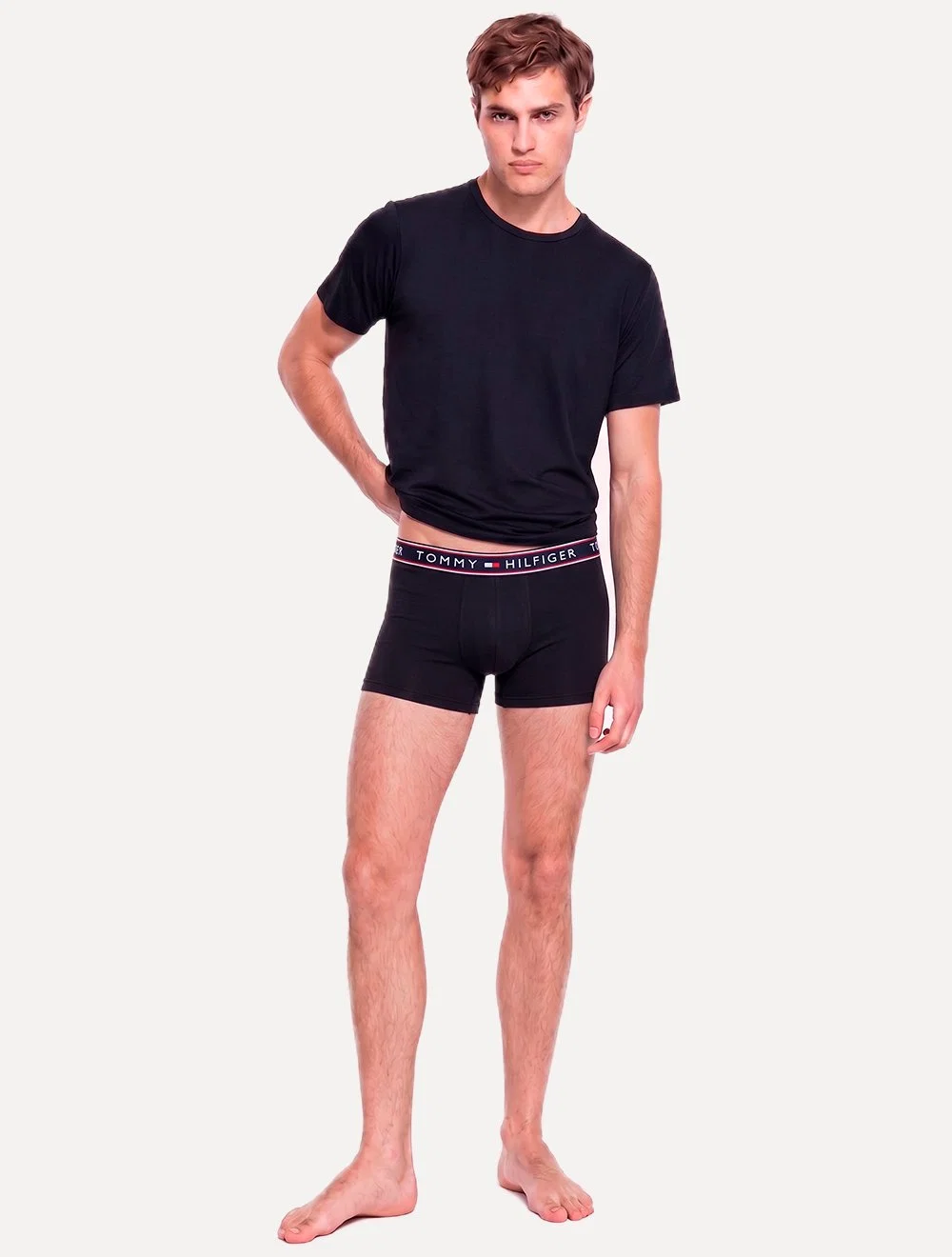 Cueca Tommy Hilfiger Masculina Cotton Stretch Trunk Colors Preta Pack 3UN