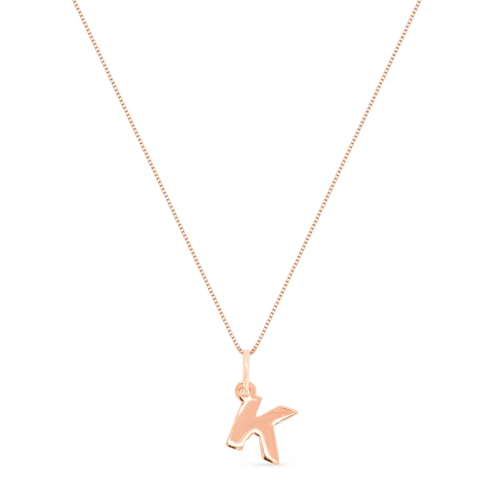 Pingente Letra K em Ouro Rosé 18k, 11.5mm — imagem 1