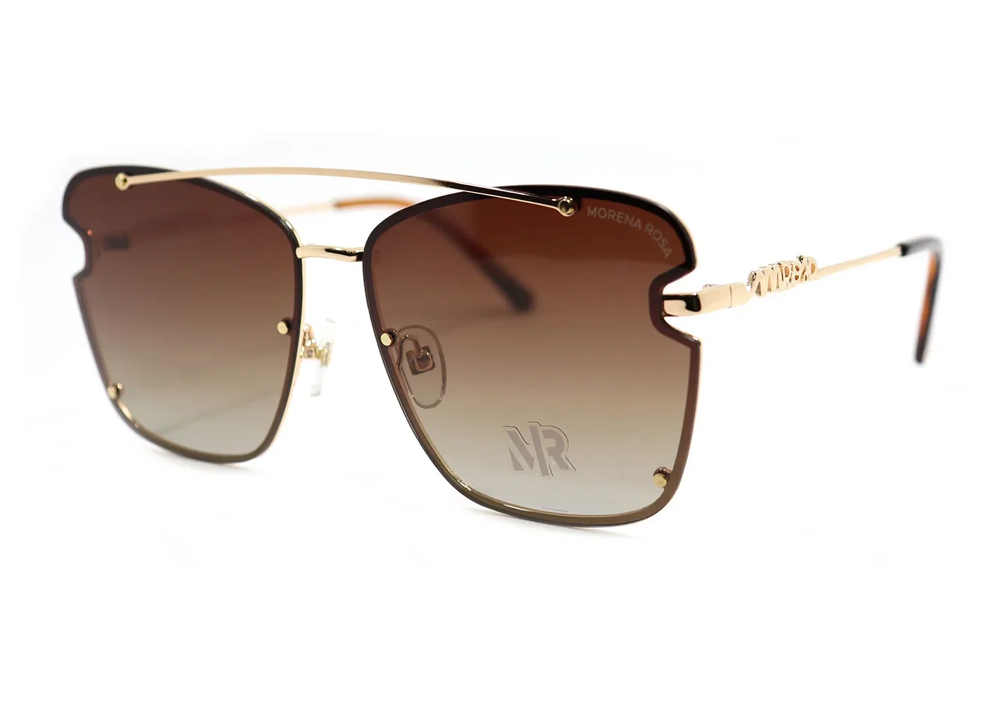 Óculos Morena Rosa Quadrado Detalhe Lente Dourado