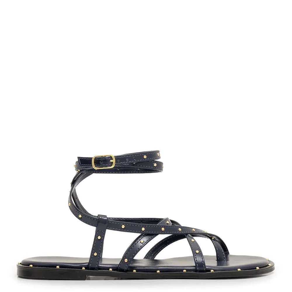 Rasteira Azul Marinho Tachas