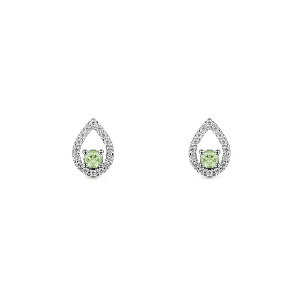 Brinco Classic Cores em Ouro Branco 18k com Safira Verde e Diamantes