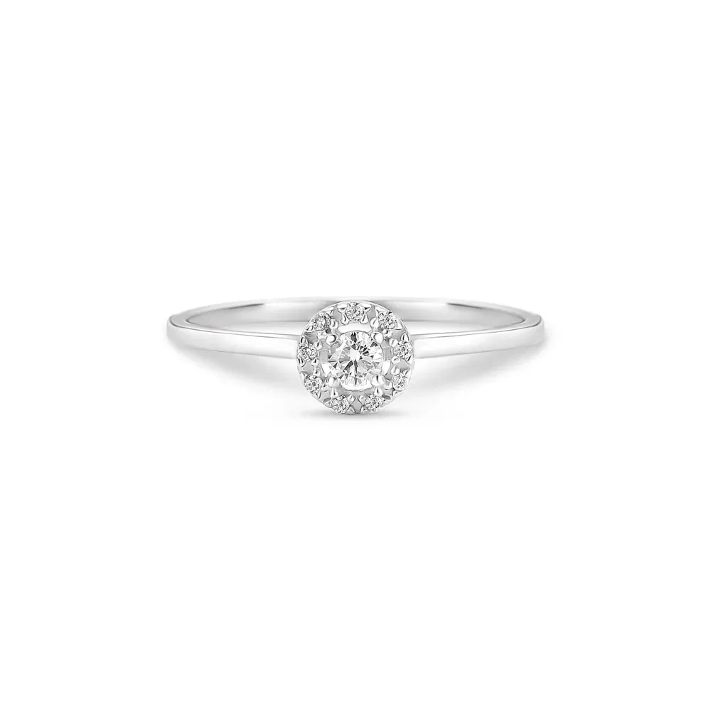 Anel Solitário Celebration em Ouro Branco 18k com 0,12ct de Diamante