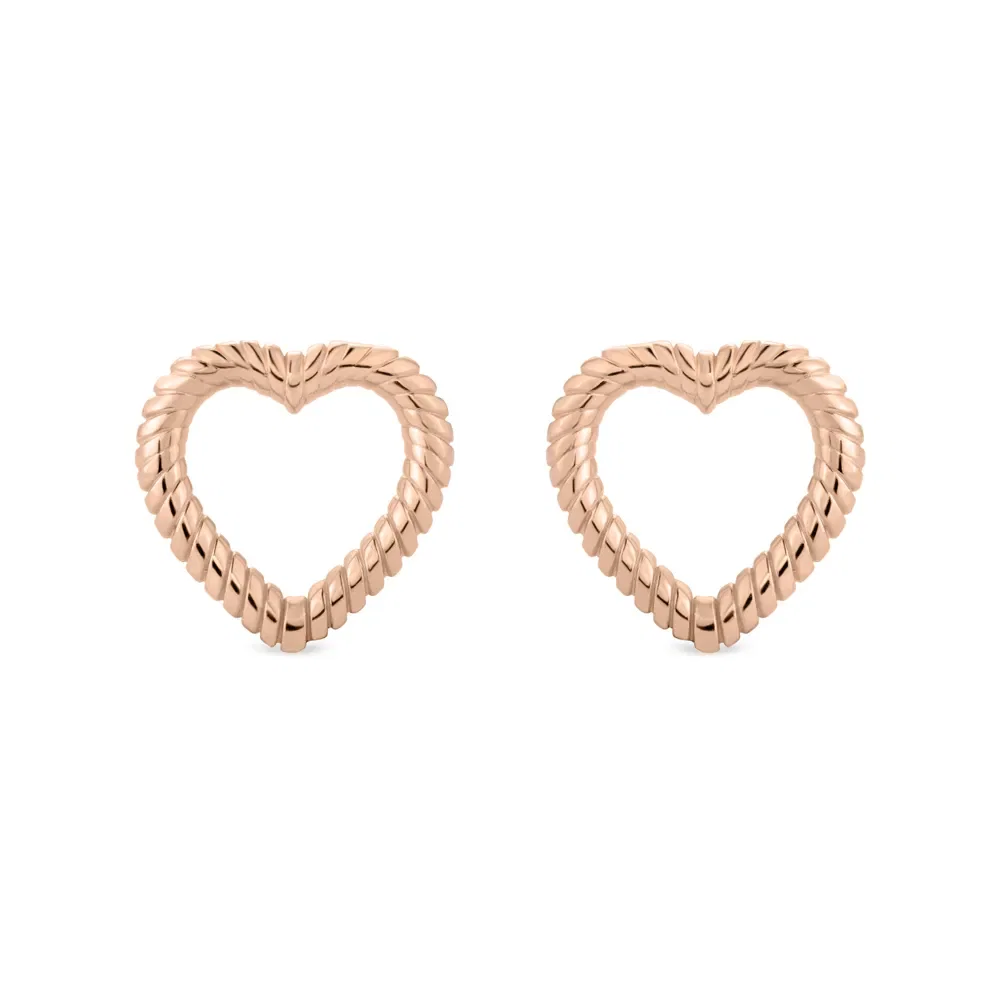 Brinco Life Connection Coração em Liga Rosé com Banho de Ouro Rosé