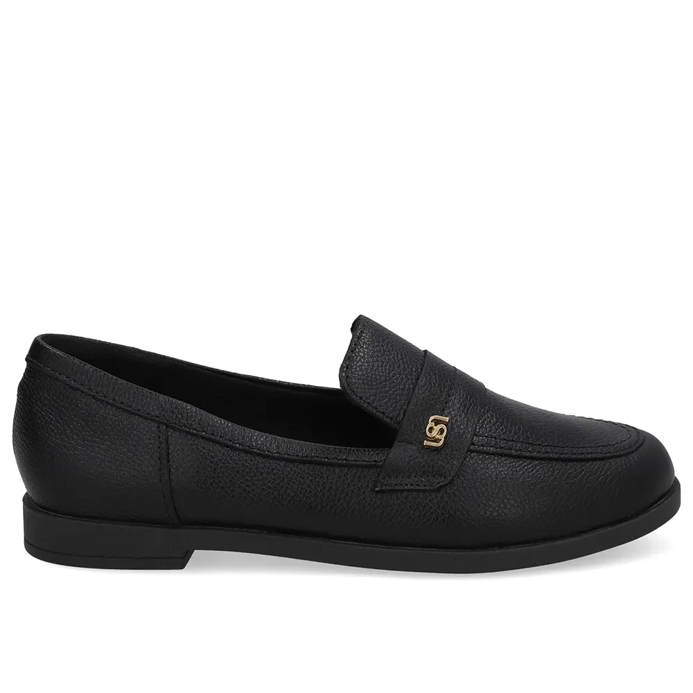 Loafer Couro Preto Tira Monograma — imagem 1