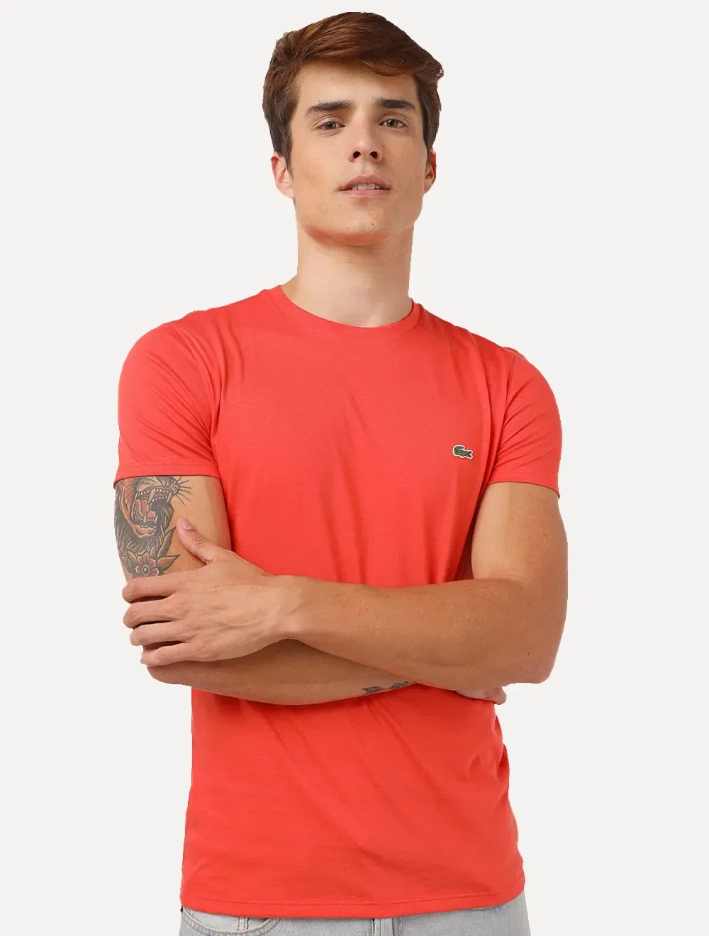 Camiseta Lacoste Masculina Jersey Pima Cotton Laranja