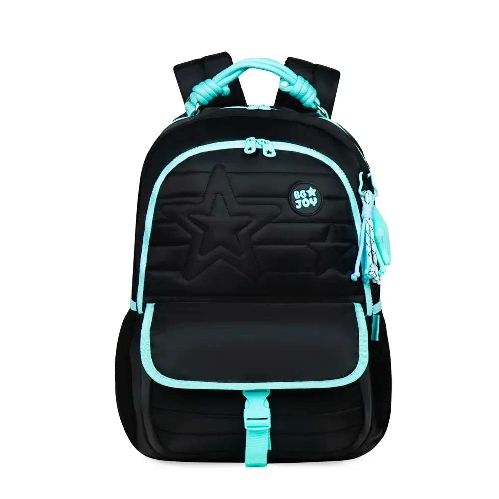 Mochila Escolar Feminina Juvenil BG Joy Preta e Azul