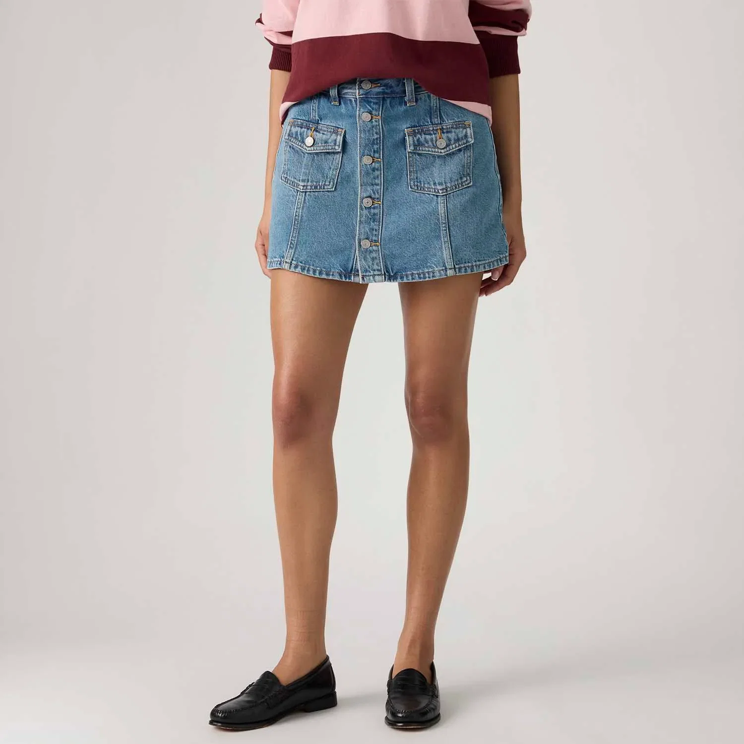 Saia Jeans Levi's® Button Front Skort Lavagem Clara