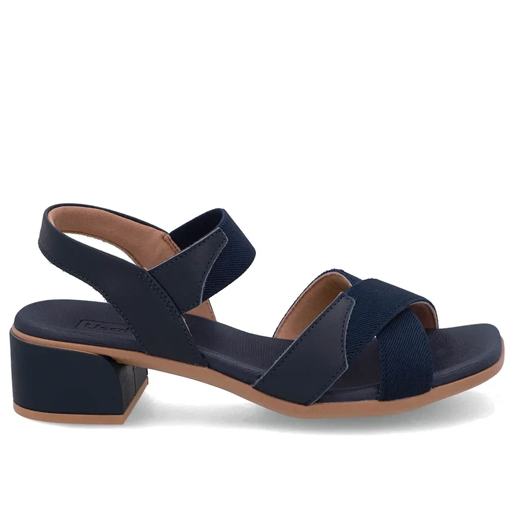 Sandália Bico Quadrado Couro Azul — imagem 1