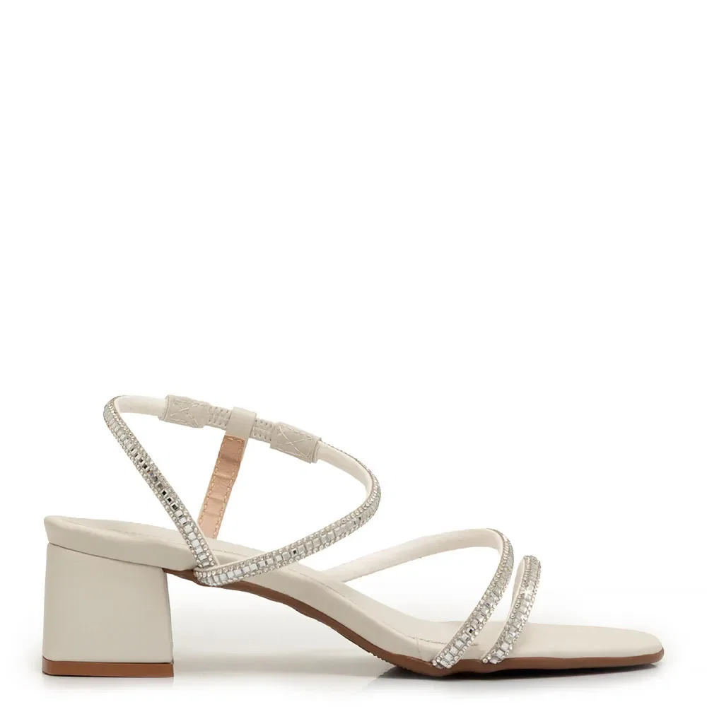 Sandália Off White Tiras Strass — imagem 1