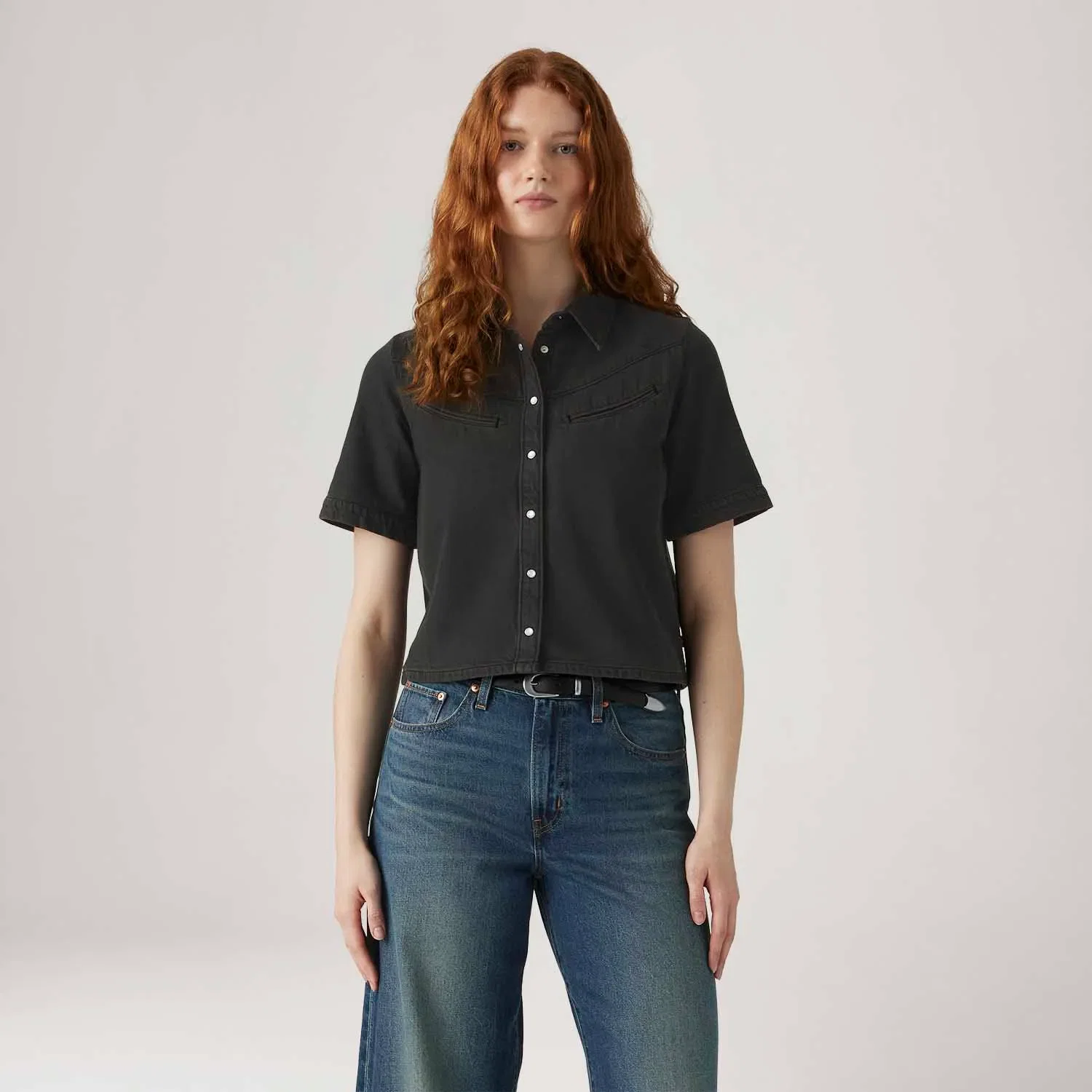 Camisa Levi's® Rinoa Camp Shirt Manga Curta Preta — imagem 1