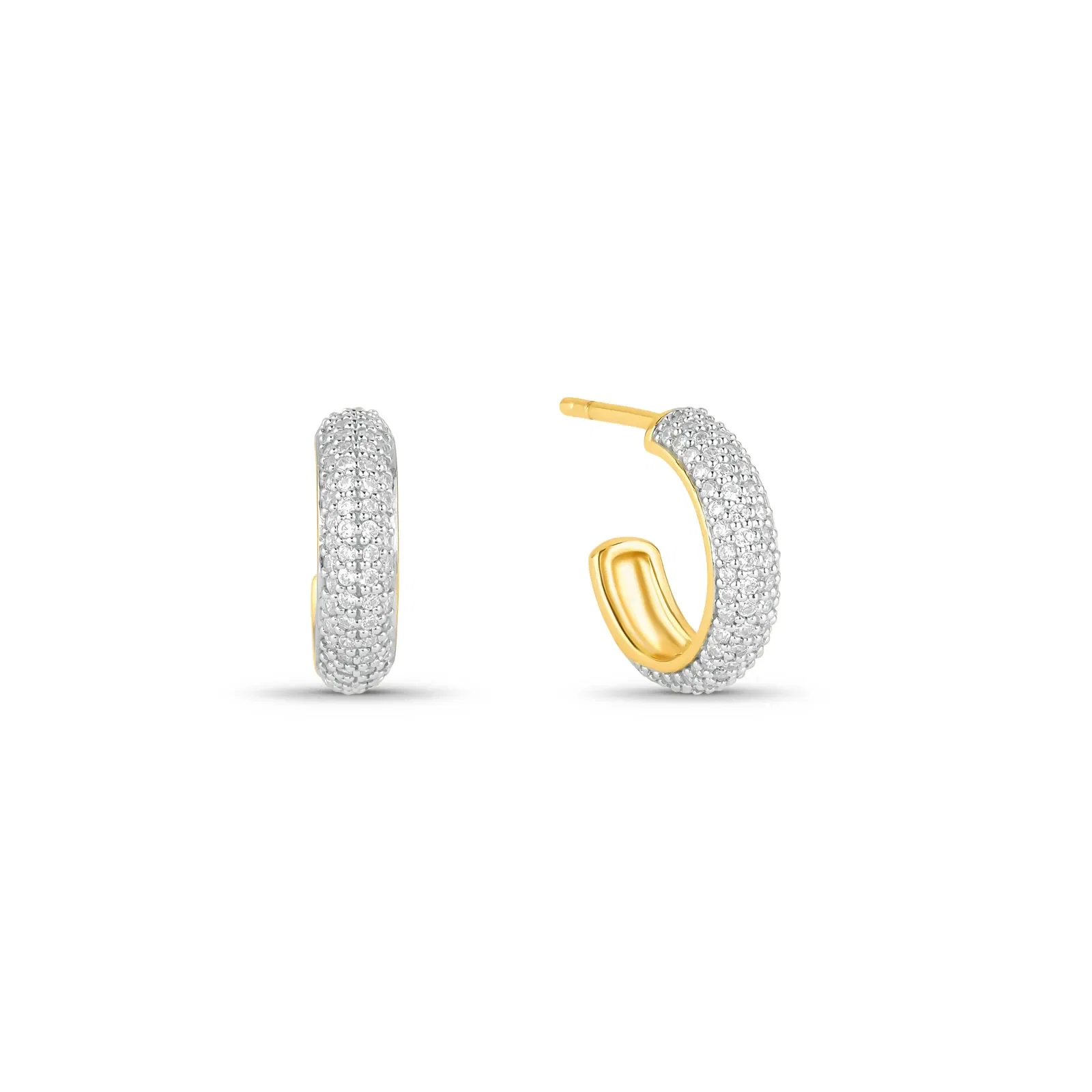 Argola Life Luxe em Prata 925 com Banho de Ouro Amarelo 18k com Pedras Incolores, 15,5mm — imagem 1