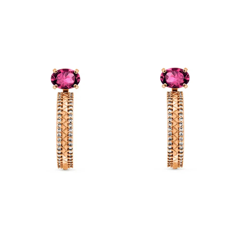 Argola Icona em Ouro Rosé 18k com Rodolita e Diamantes 0,48ct, 24,5mm — imagem 1