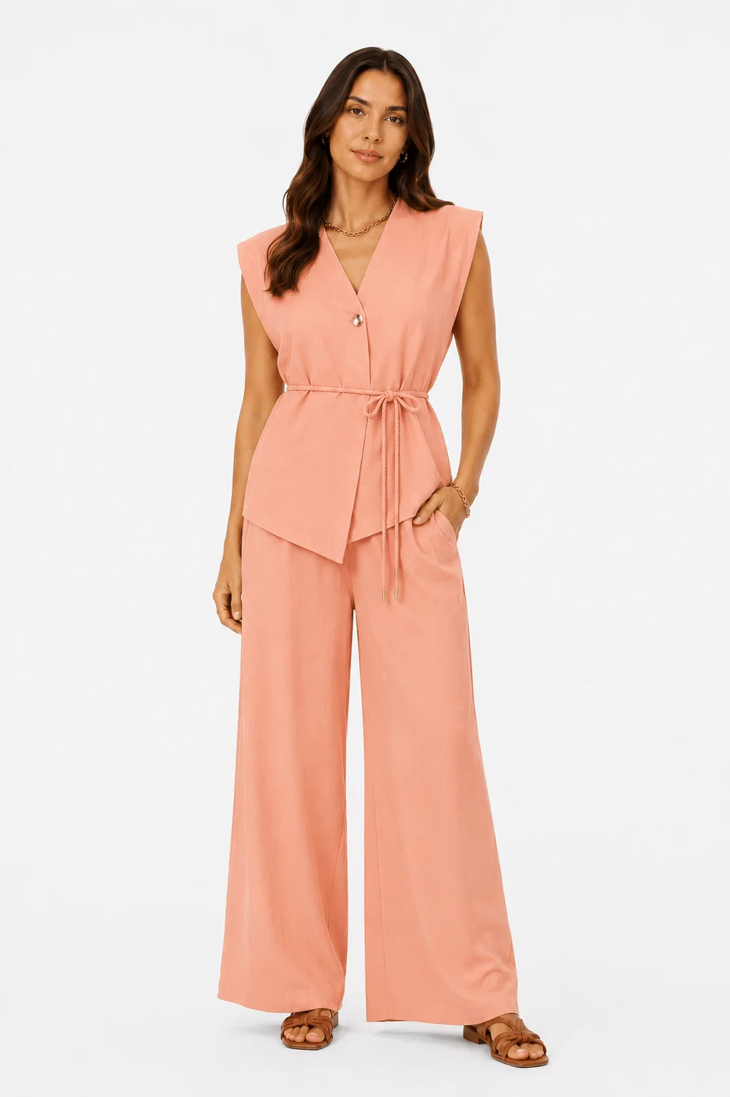 Blusa Alongada Alfaiataria Detalhe Botão - Rose