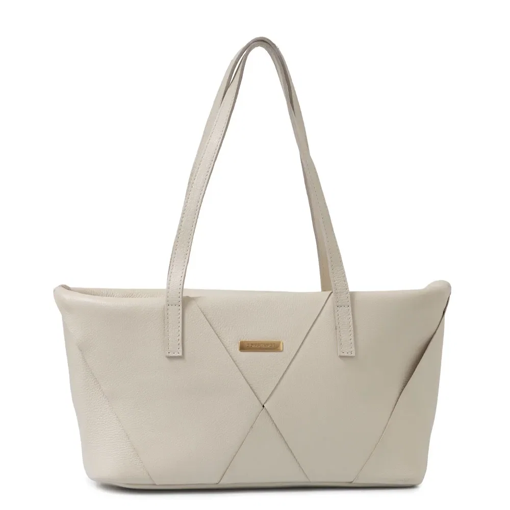 Bolsa Couro Recortes Geométrico Off White