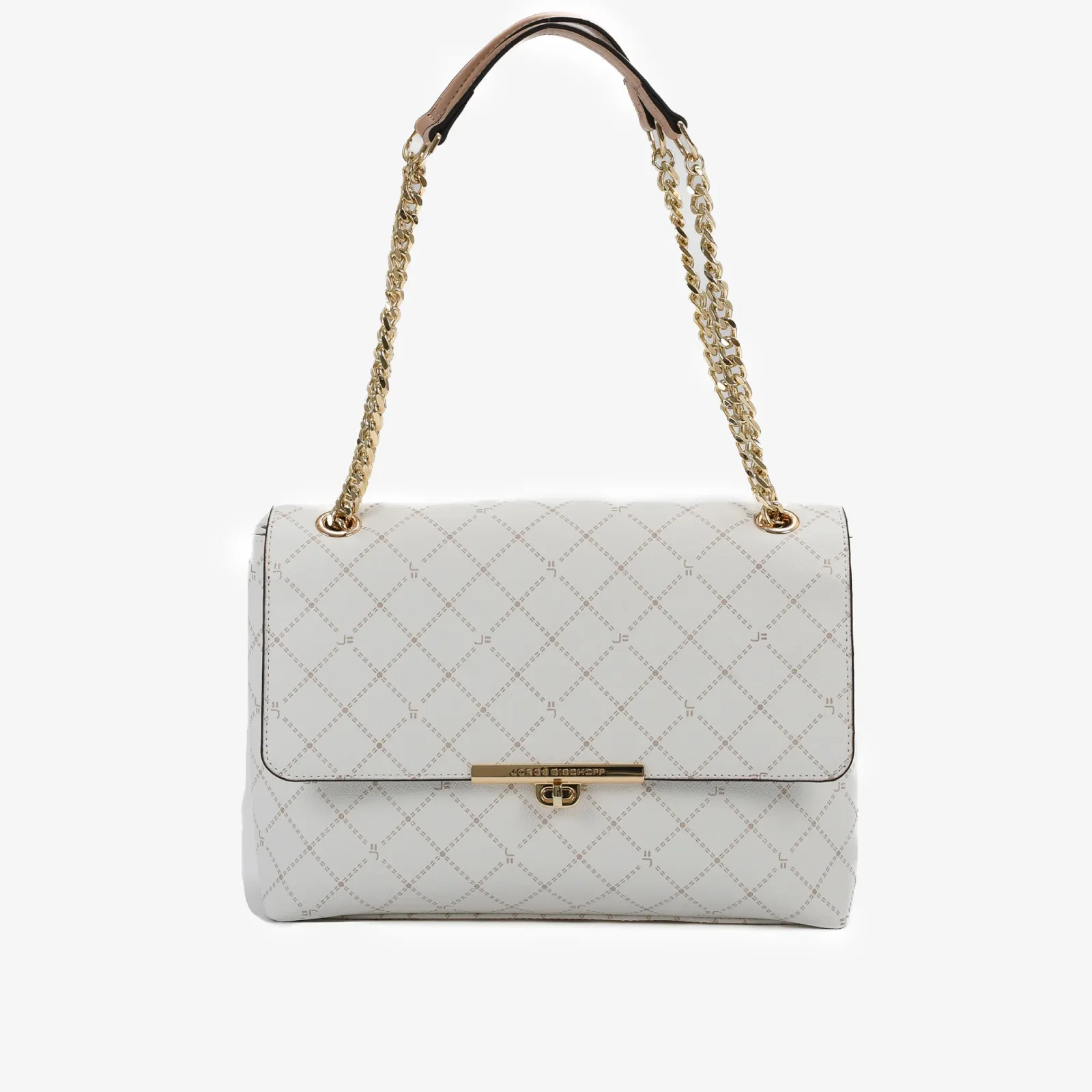 Bolsa De Ombro Monograma Jb Off White Nude Linho