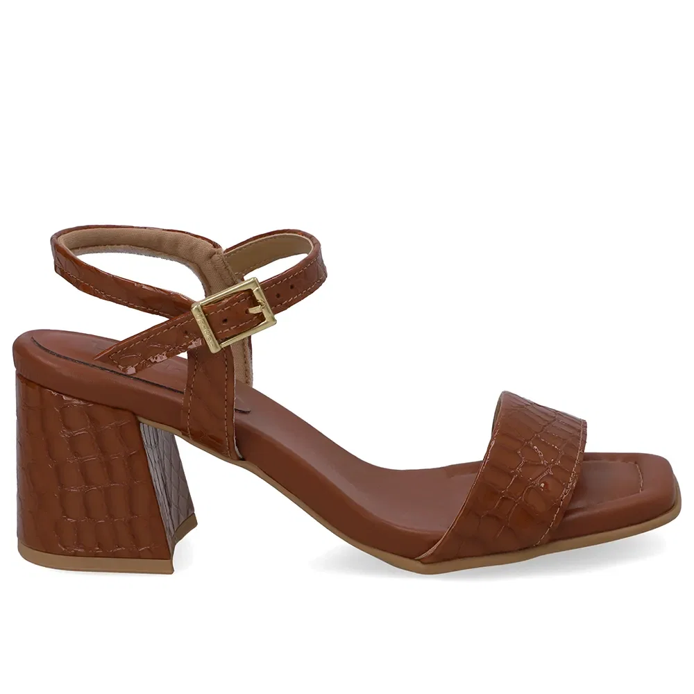 Sandália Salto Bloco Tira Marrom Terracota — imagem 1