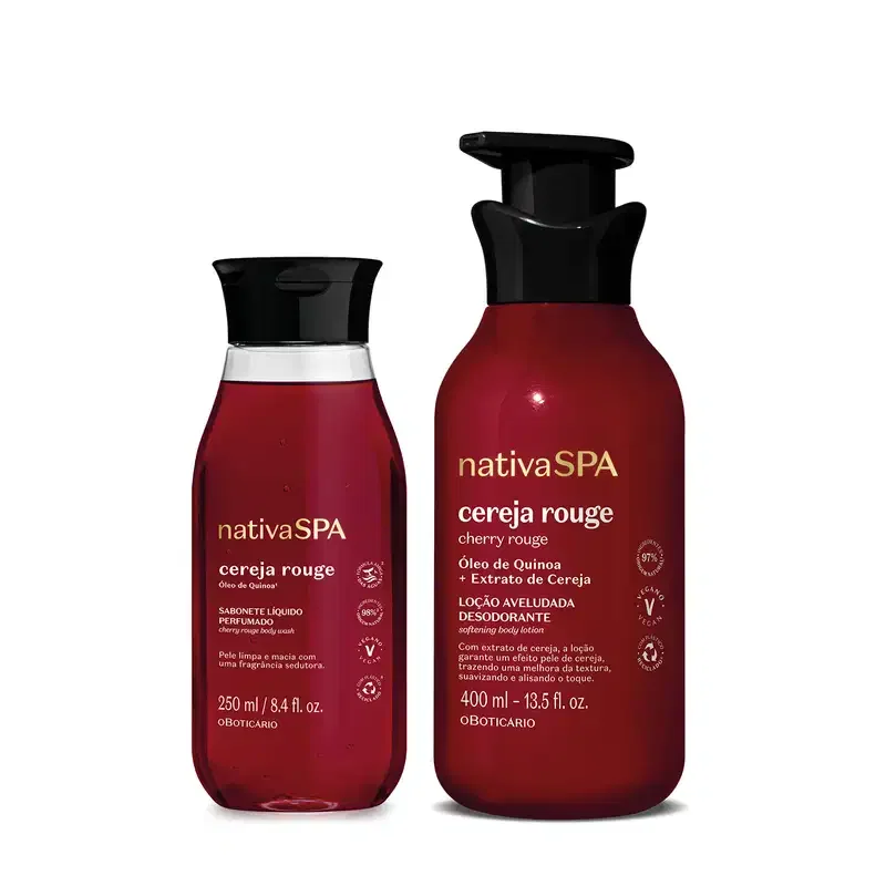 Combo Nativa SPA Cereja Rouge: Loção Corporal 400ml + Sabonete Líquido 250ml
