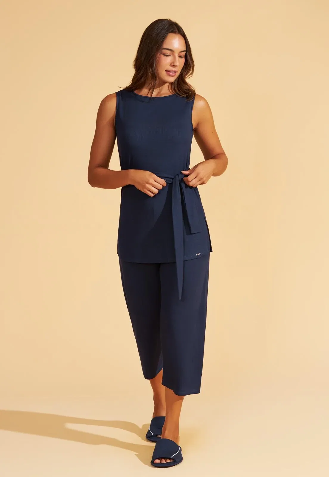 Pijama Regata Com Capri Canelado Ecodry Recco — imagem 1