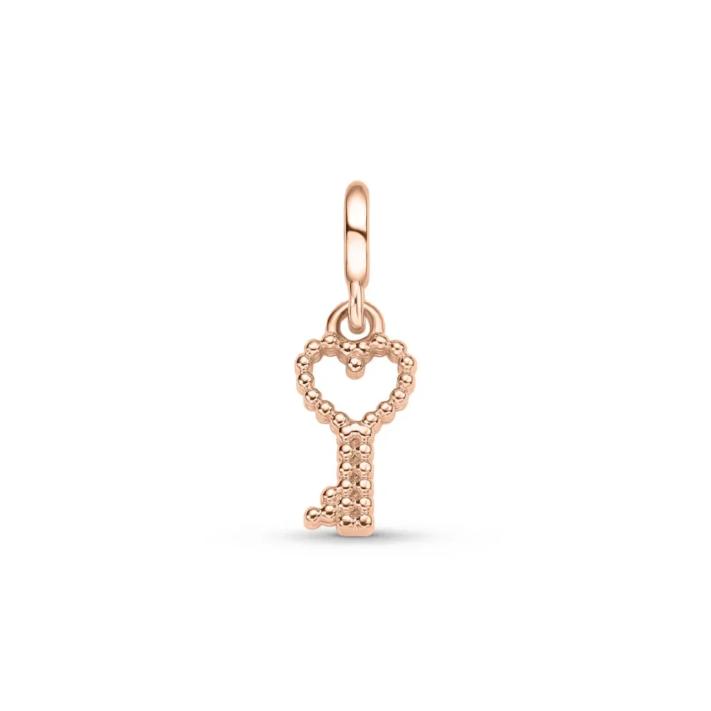 Pingente Life Amor Chave Coração em Liga Rosé com Banho de Ouro Rosé 18k