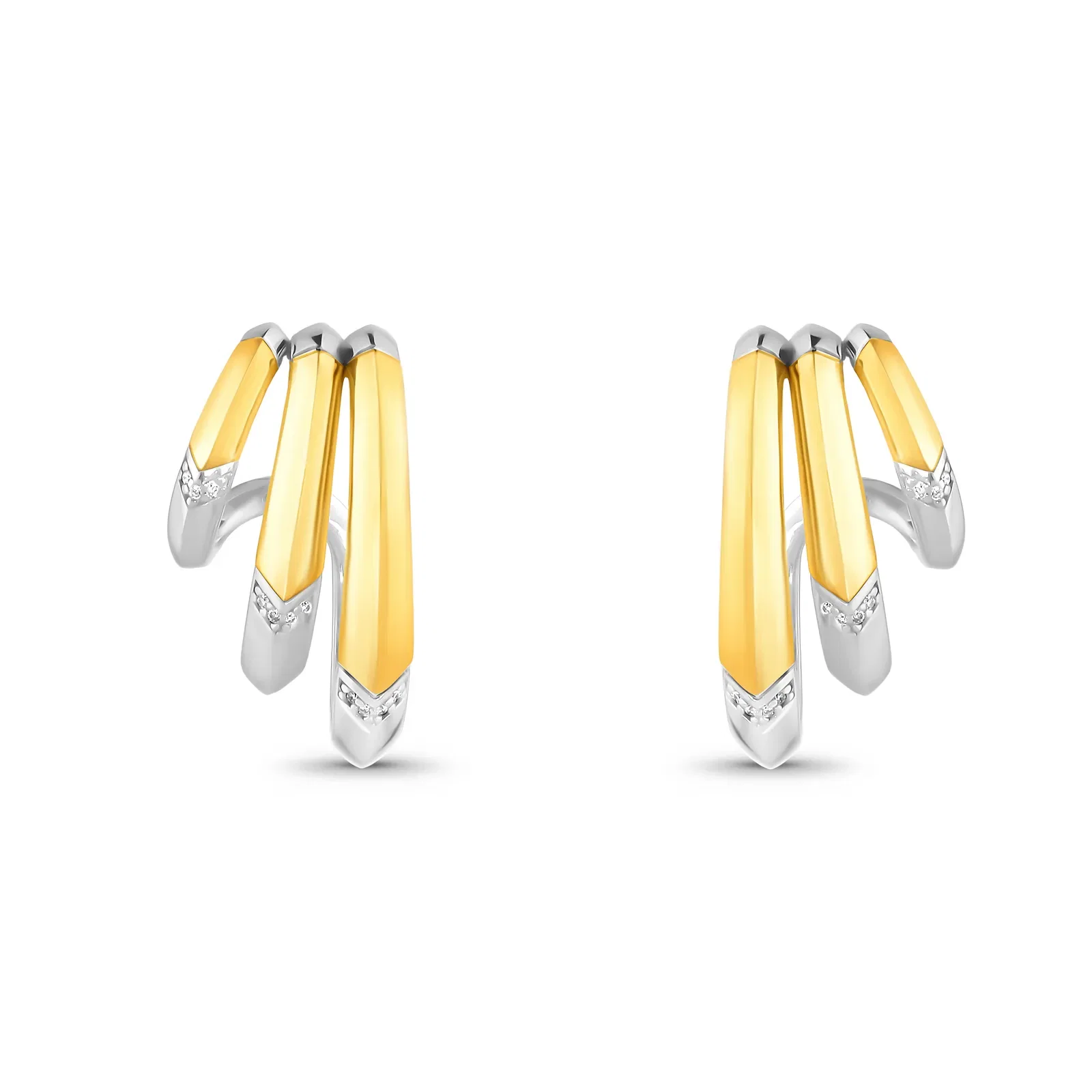 Argola Astrale em Prata 925 e Ouro Amarelo 18k com Diamantes 0,07ct, 27mm — imagem 1