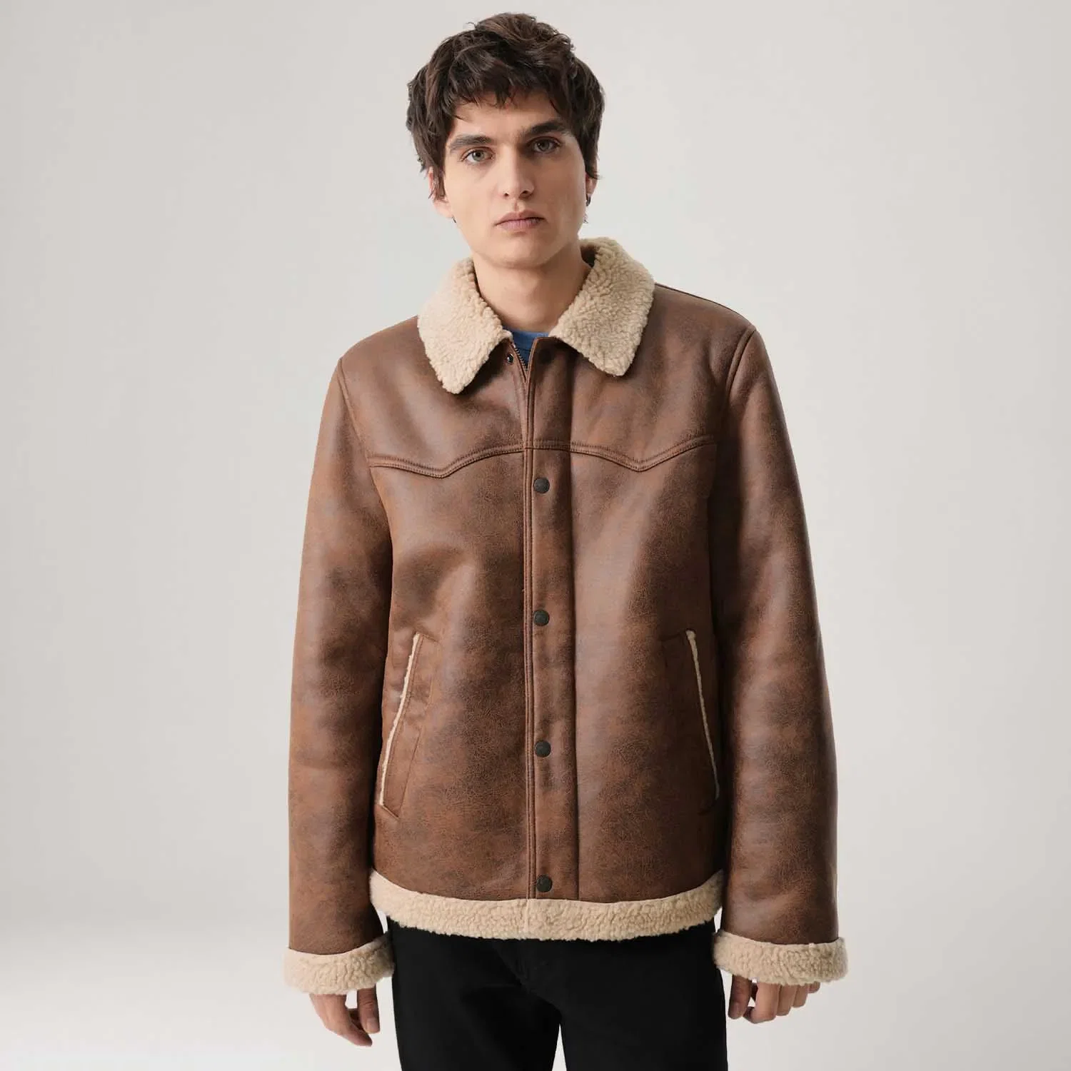 Jaqueta Couro Sintético Levi's® Giii Western Rancher Marrom — imagem 1