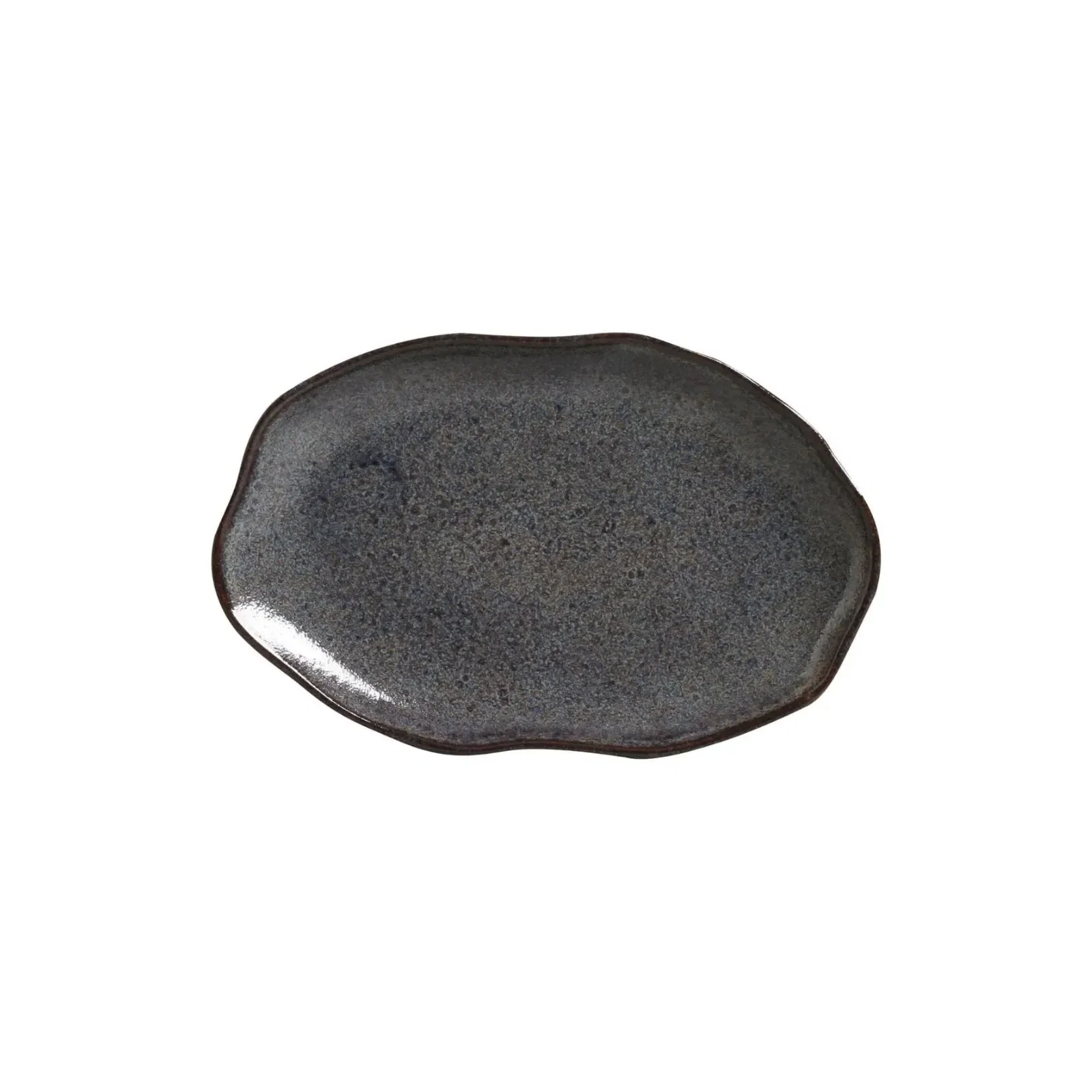 Travessa Oval Rasa Titanium em Stoneware Azul 30x20CM Porto Brasil