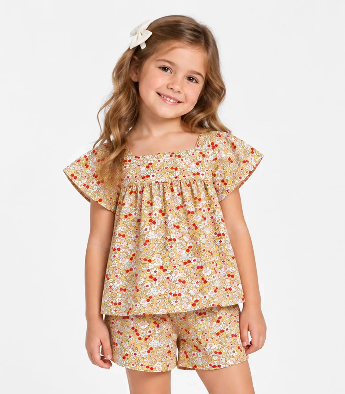 Conjunto Blusa Com Shorts Infantil Select Amarelo