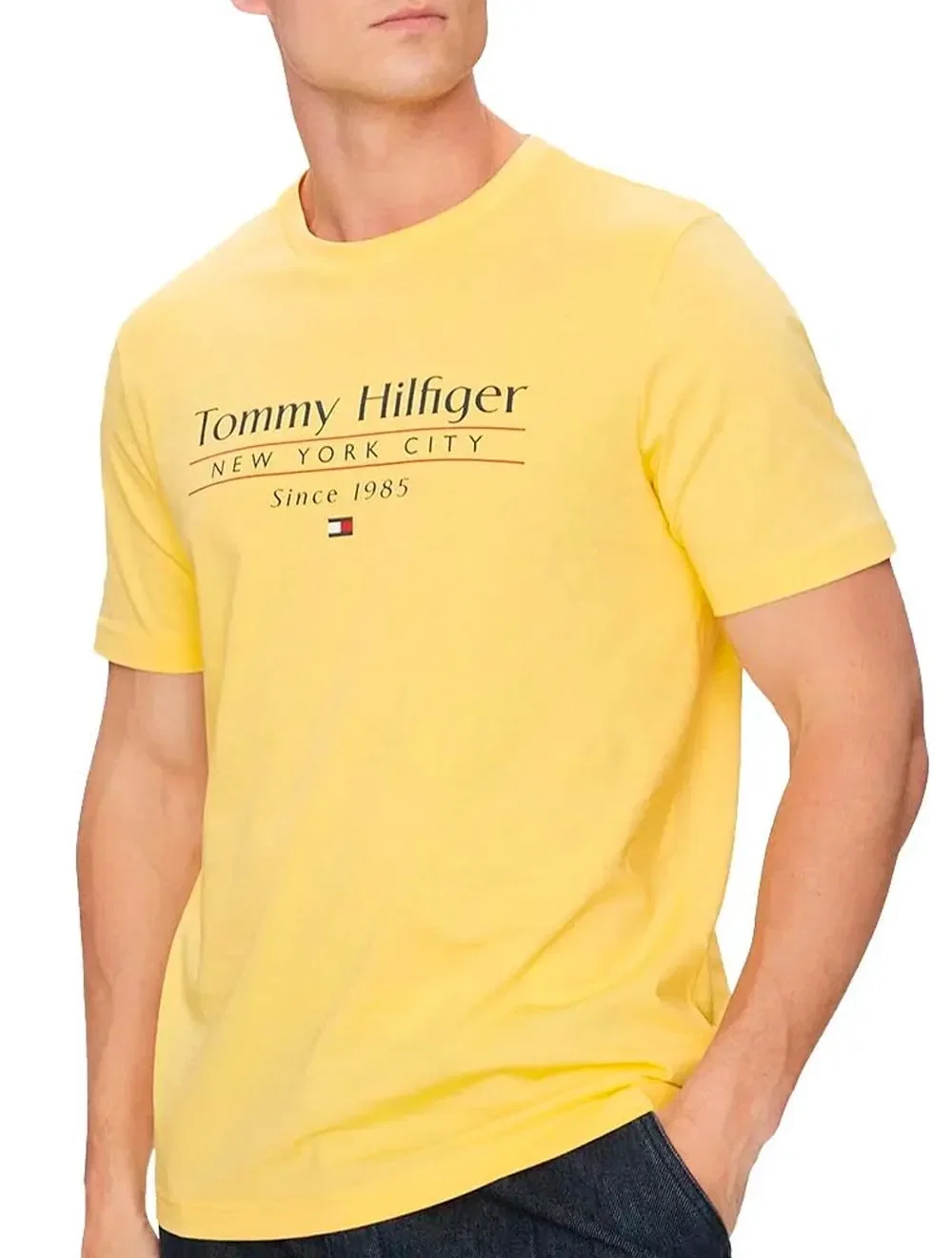 Camiseta Tommy Hilfiger Masculina Center Stack Amarelo — imagem 1