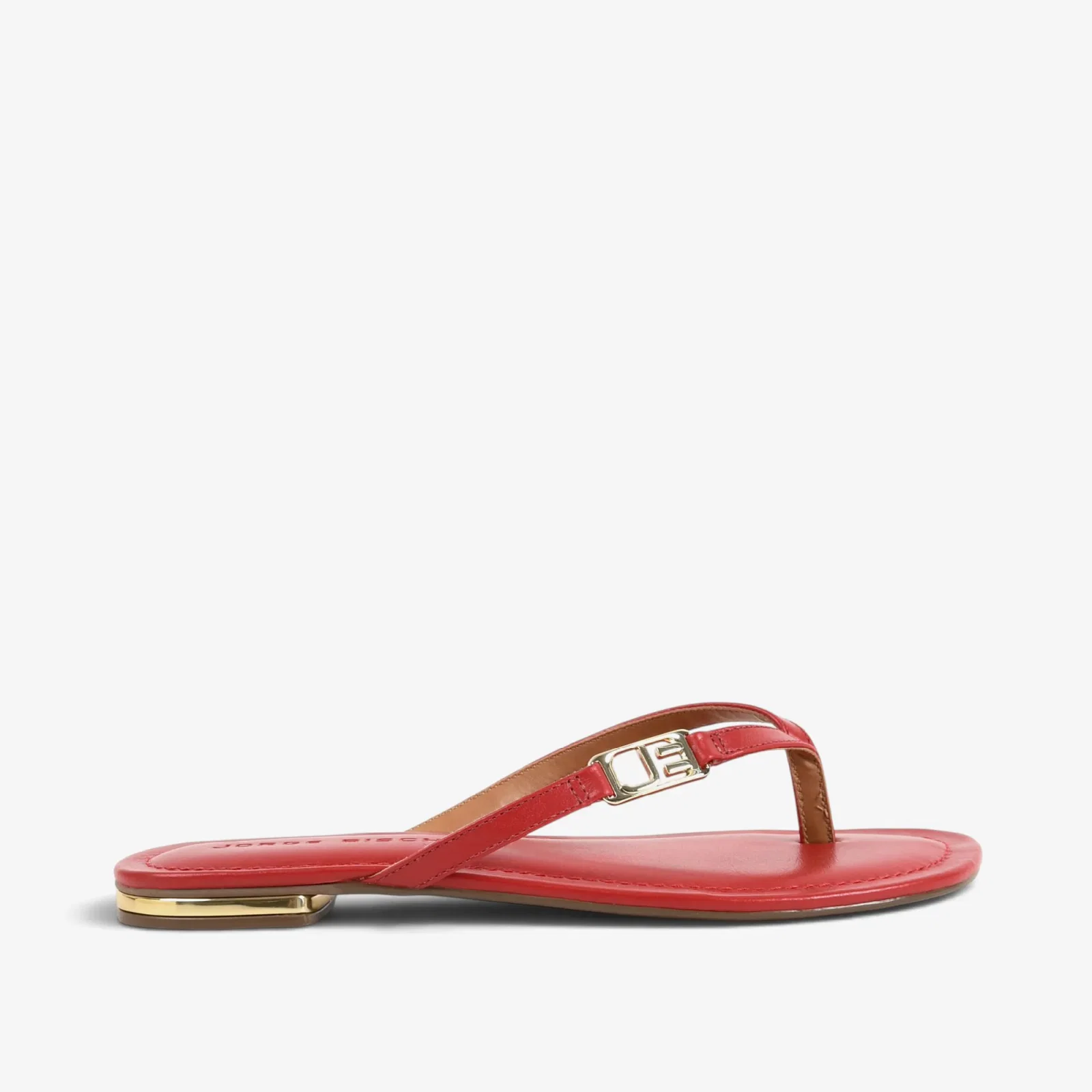 Chinelo Flat Vermelho Couro
