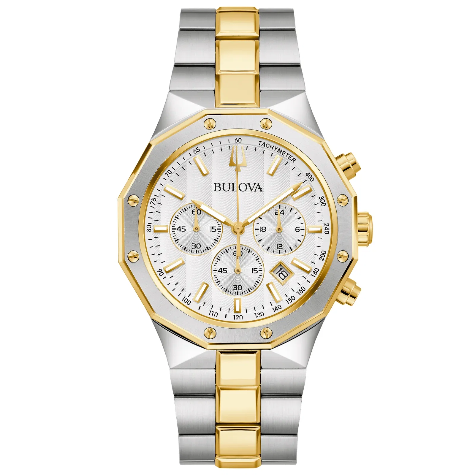 Relógio Bulova Prestige Masculino em Aço Prateado e Dourado 98B450