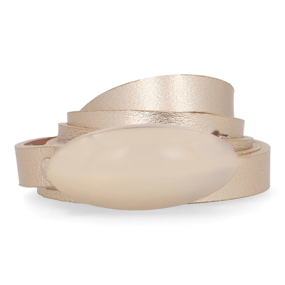 Cinto Couro Metalizado Ouro Light