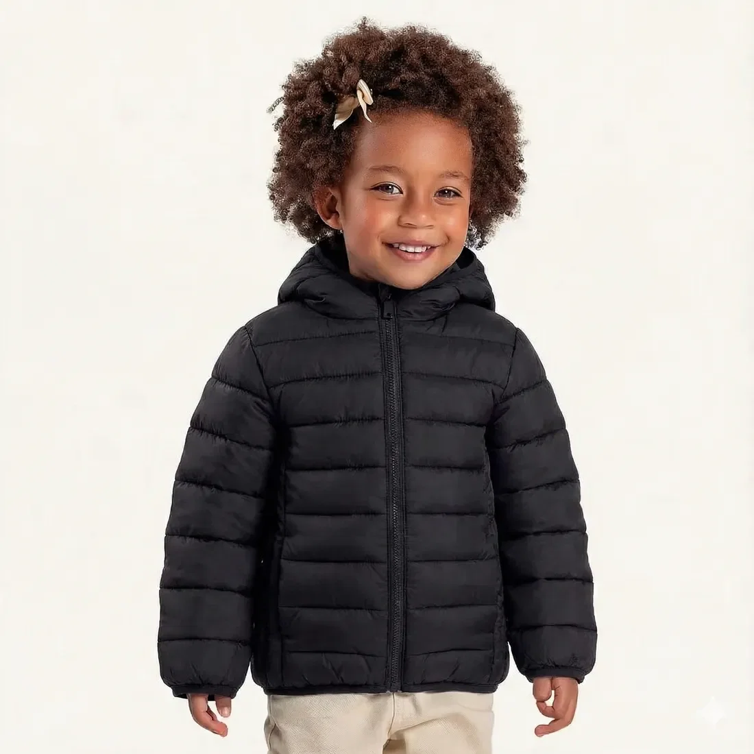Jaqueta puffer com capuz com forro e com bolso