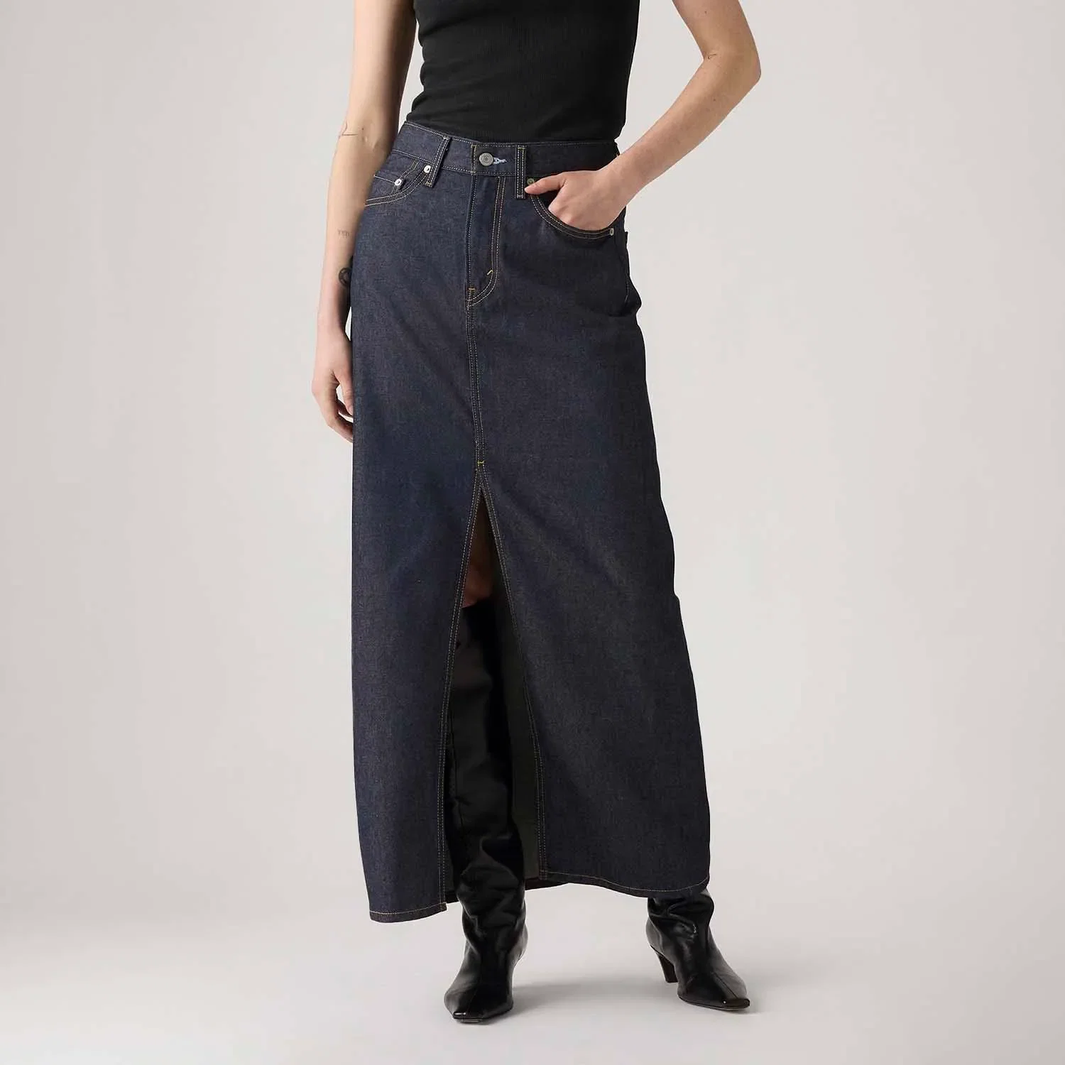 Saia Jeans Levi's® Ankle Column Lavagem Escura