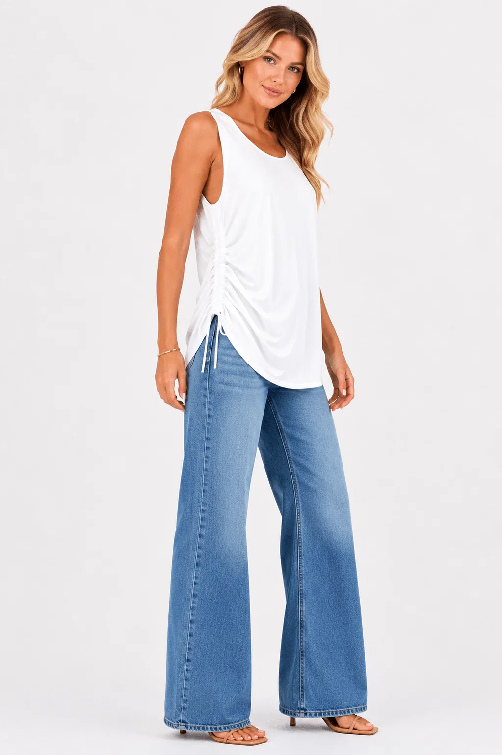 Blusa Alongada Detalhe Lateral - Branco — imagem 1