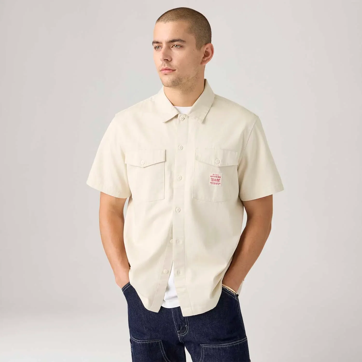 Camisa Levi's® Worker Off White Manga Curta — imagem 1