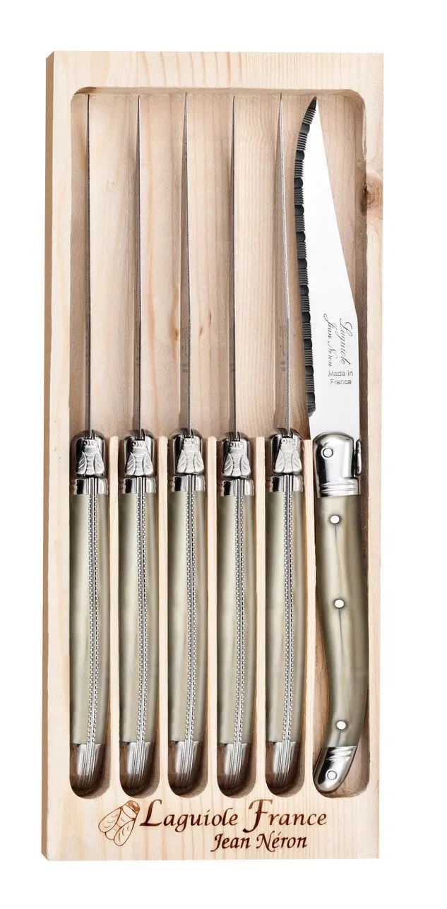 6 Facas em Inox Laguiole Champagne Coutelerrie Neron