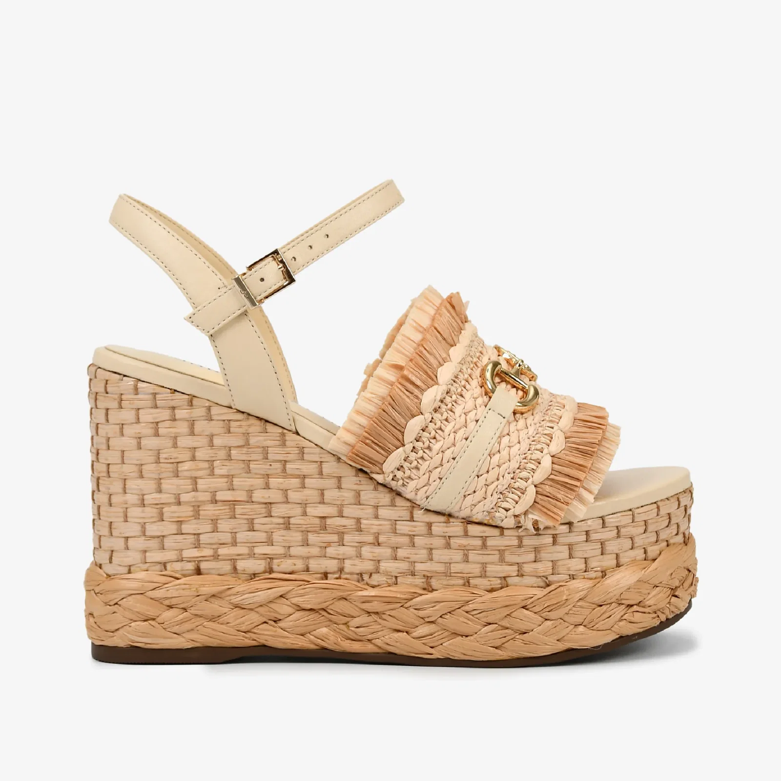 Sandália Anabela Ráfia Off White Couro — imagem 1
