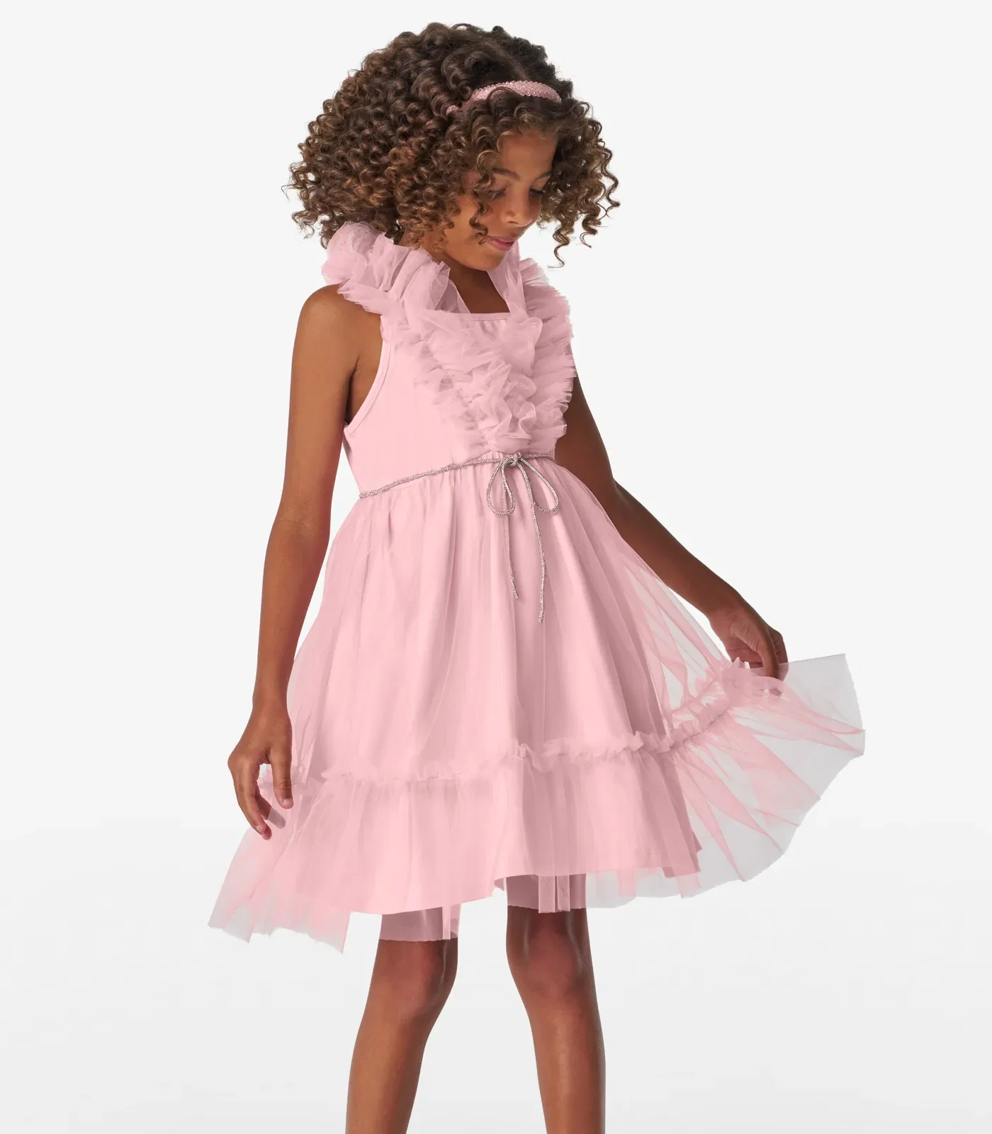 Vestido em Cotton Leve e Tule Trick Nick Rosa — imagem 1
