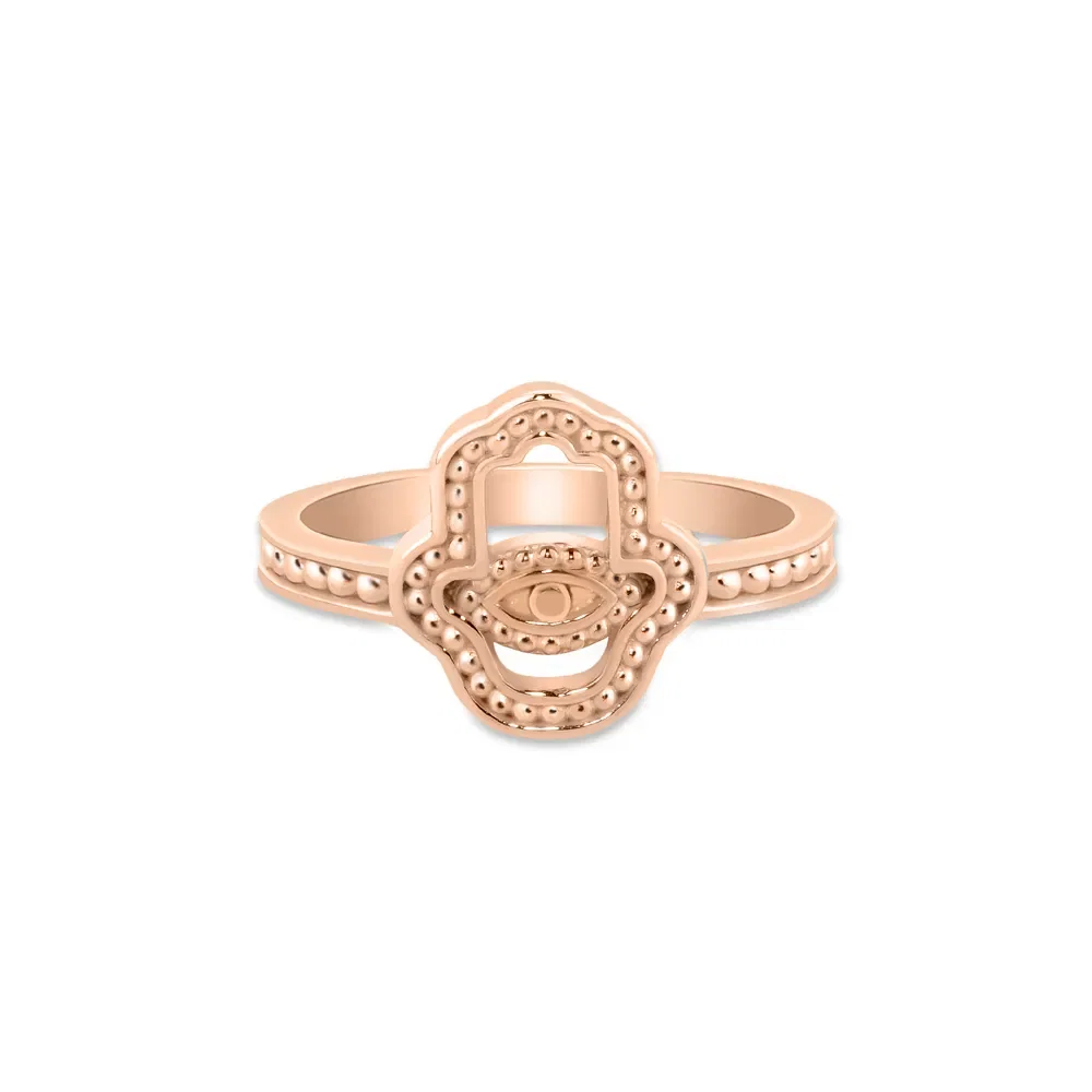 Anel Life Amuleto Hamsa em Liga Rosé com Banho de Ouro Rosé