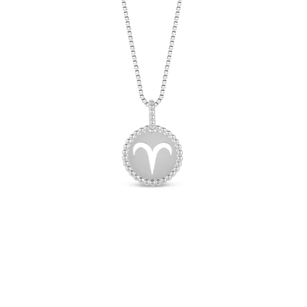 Pingente Signo Áries em Ouro Branco 18k, 15mm — imagem 1