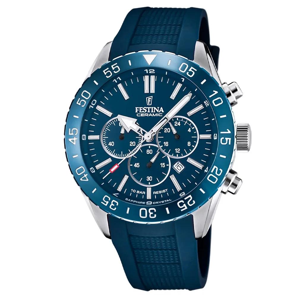 Relógio Festina Ceramic Masculino Borracha Azul
